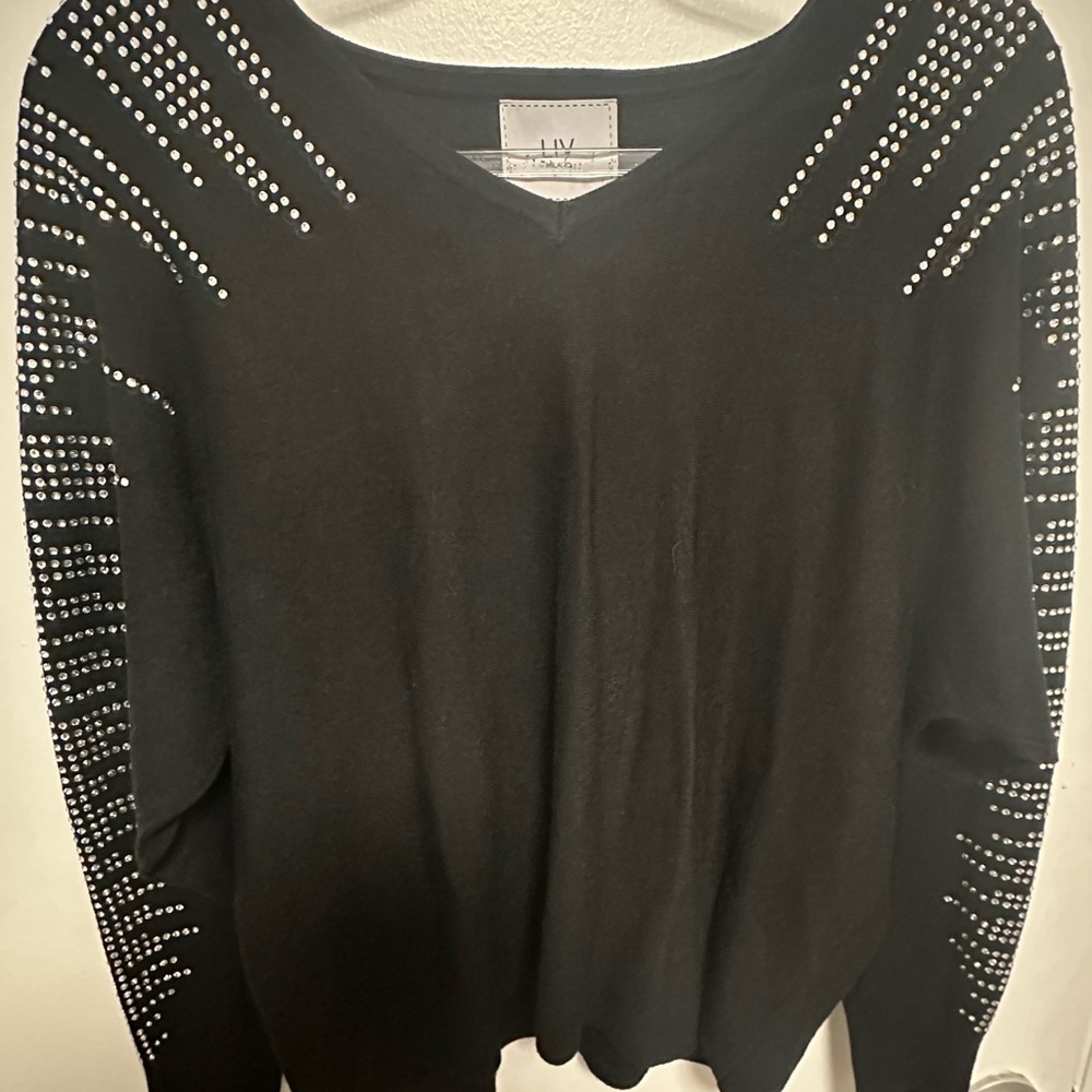 LIV Milano Women’s Black Sweater with Rhinestones Medium NWT